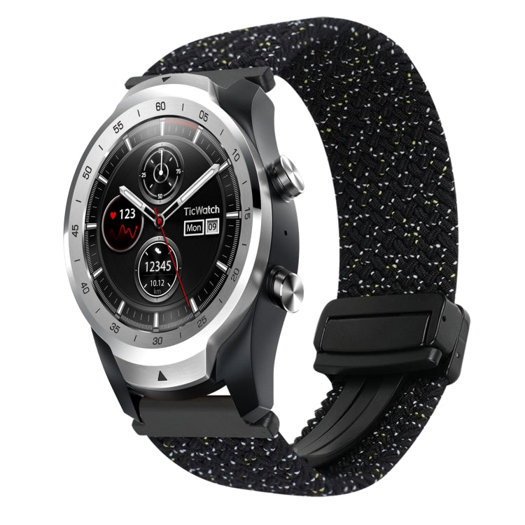 22mm Magnetic Buckle Braided Watch Band — Stars Black