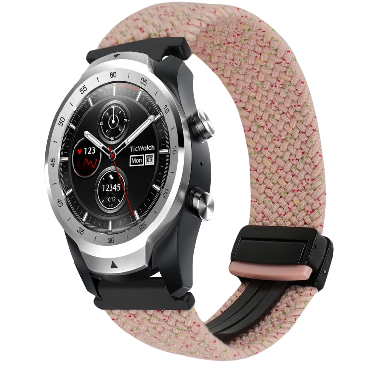 22mm Magnetic Buckle Braided Watch Band — Pink Color