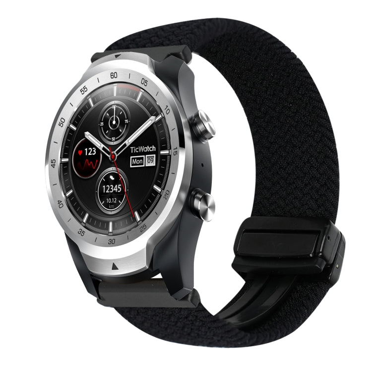 22mm Magnetic Buckle Braided Watch Band — Black