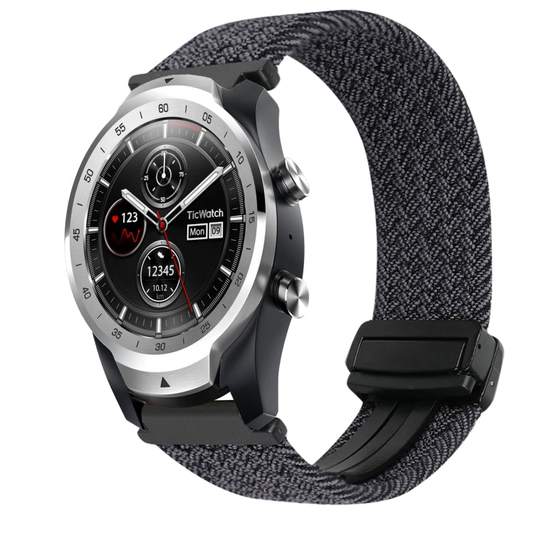 22mm Magnetic Buckle Braided Watch Band — Gray White