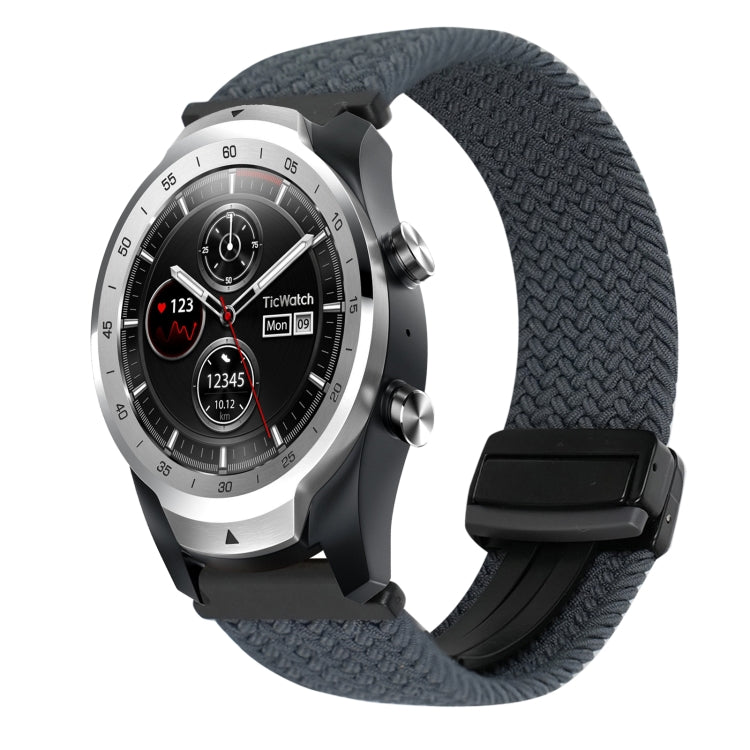 22mm Magnetic Buckle Braided Watch Band — Dark Gray