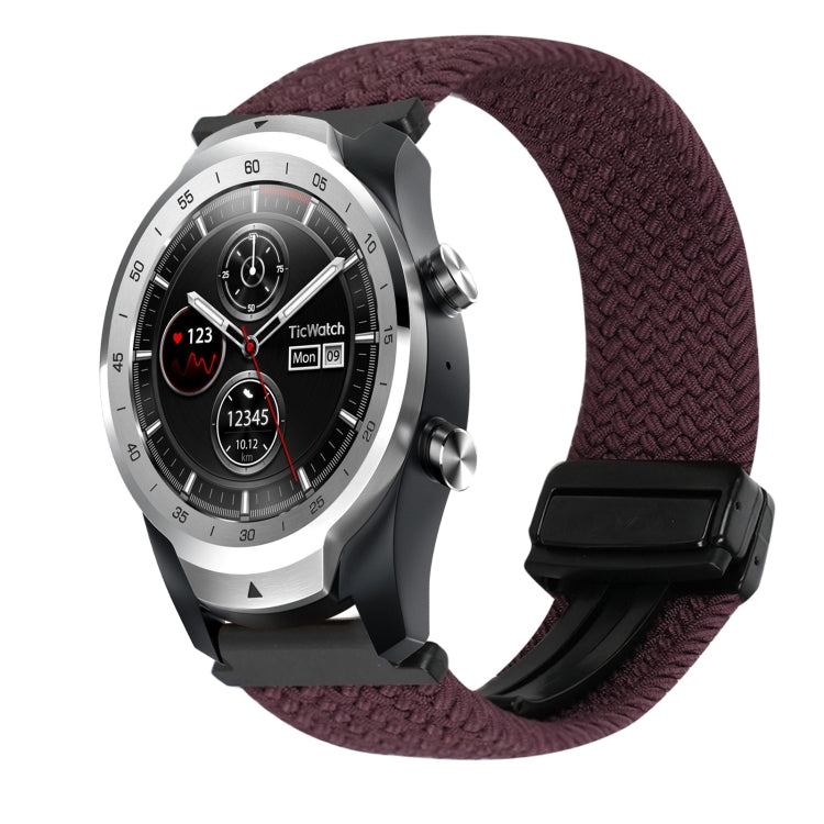 22mm Magnetic Buckle Braided Watch Band — Dark Brown
