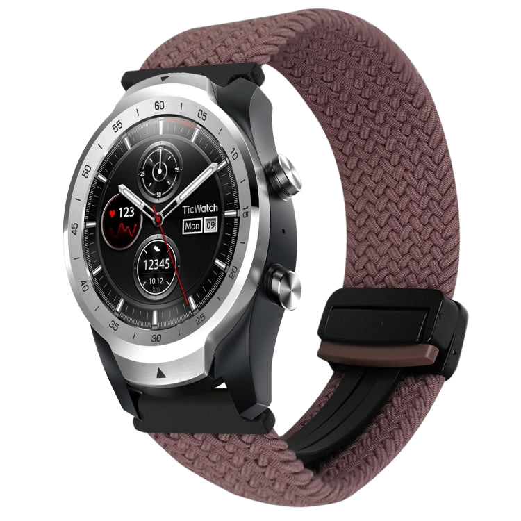 22mm Magnetic Buckle Braided Watch Band — Smoke Purple