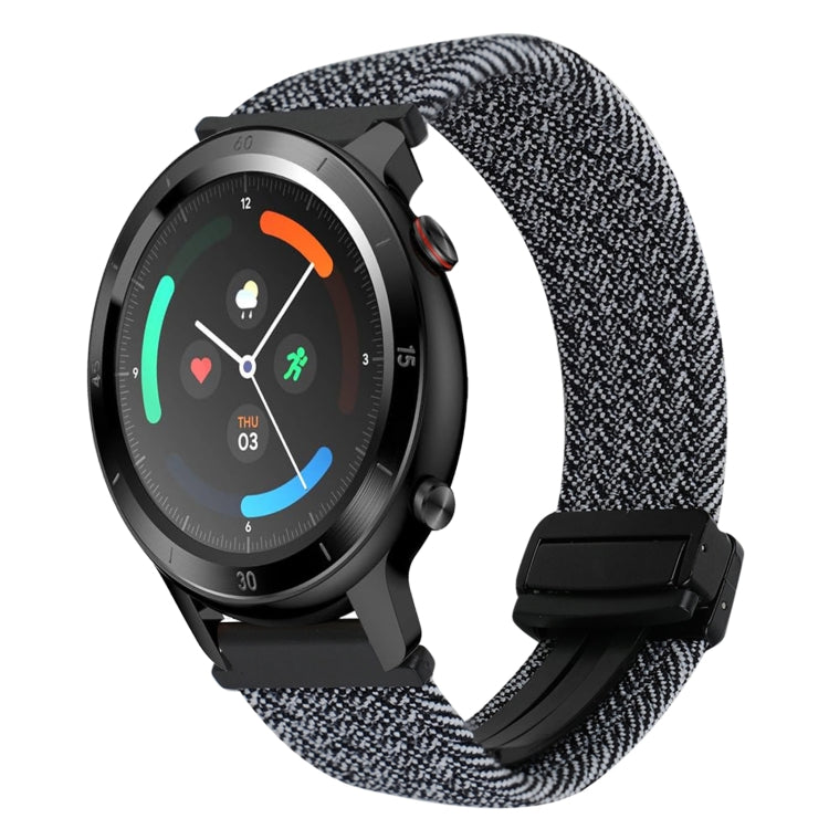 22mm Magnetic Buckle Braided Watch Band — Black White