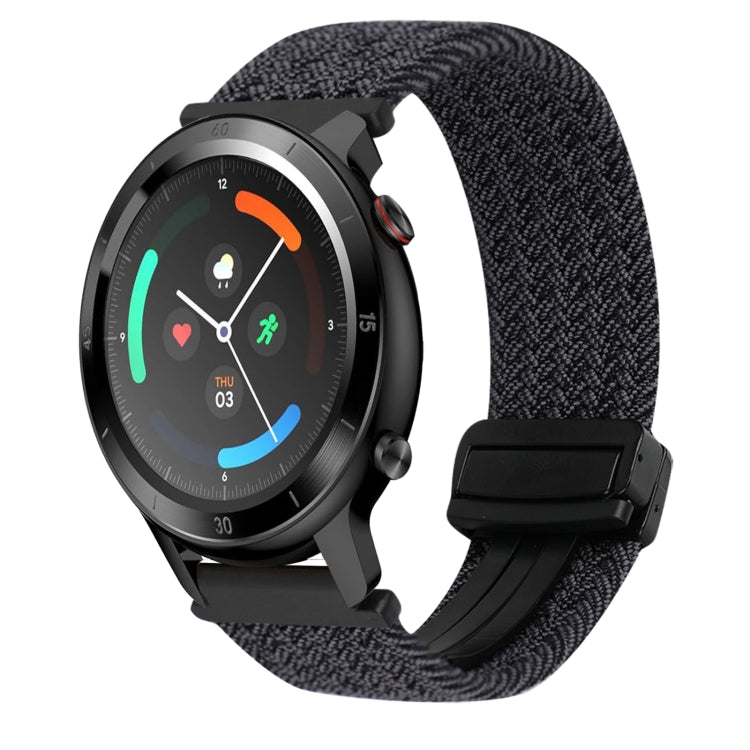 22mm Magnetic Buckle Braided Watch Band — Black Gray