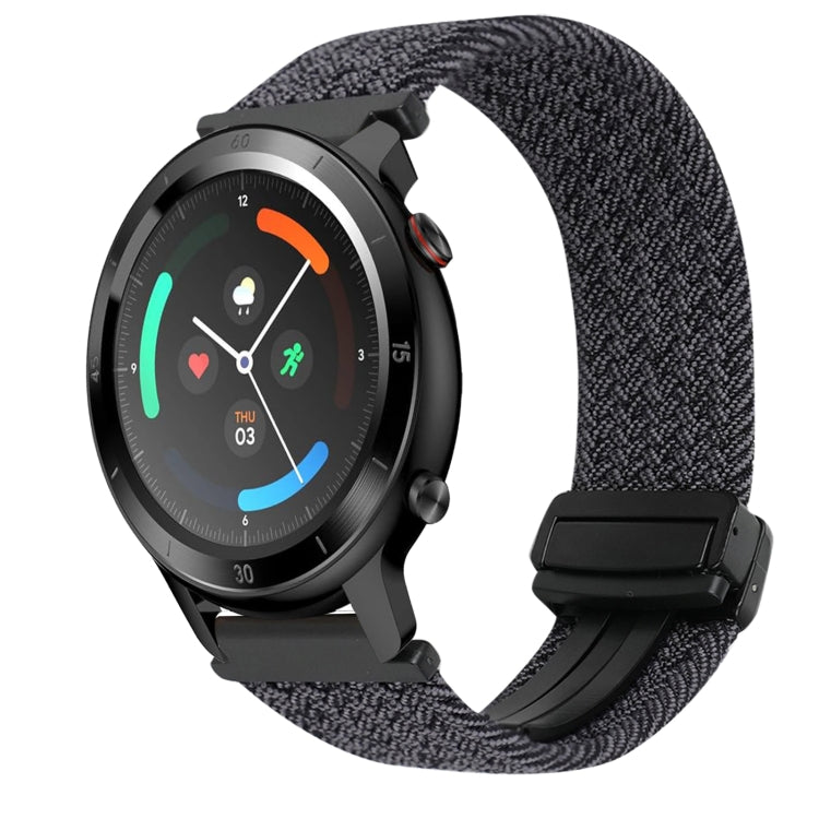 22mm Magnetic Buckle Braided Watch Band — Gray White