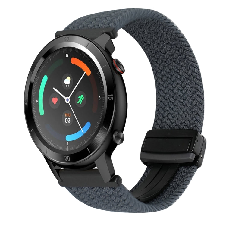 22mm Magnetic Buckle Braided Watch Band — Dark Gray