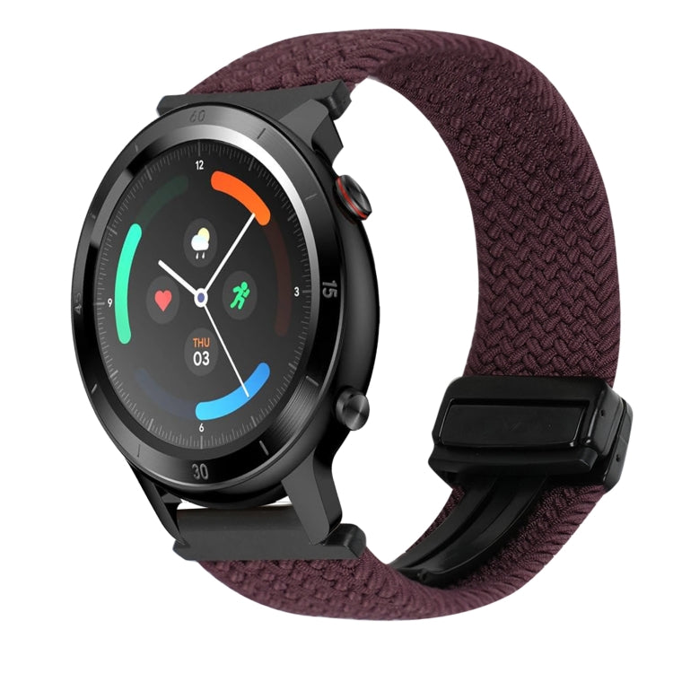 22mm Magnetic Buckle Braided Watch Band — Dark Brown