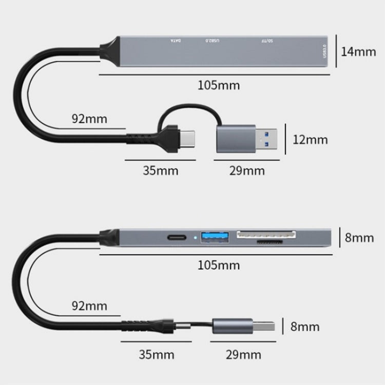 ADS-806D Type-C+USB to USB 3.0 Hub SD / TF Card Reader Multi-Function Docking Station — view 8