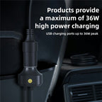 YQ9 12-24V Vehicles Type-C and Dual USB Car Front Rear Seat Cigarette Lighter Charger — view 5