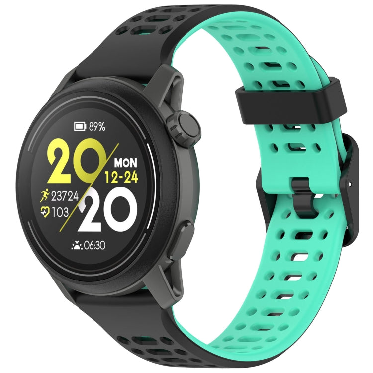 For Coros Pace 2 Dual Color Quick Release 20mm Silicone Watch Band — Red Black
