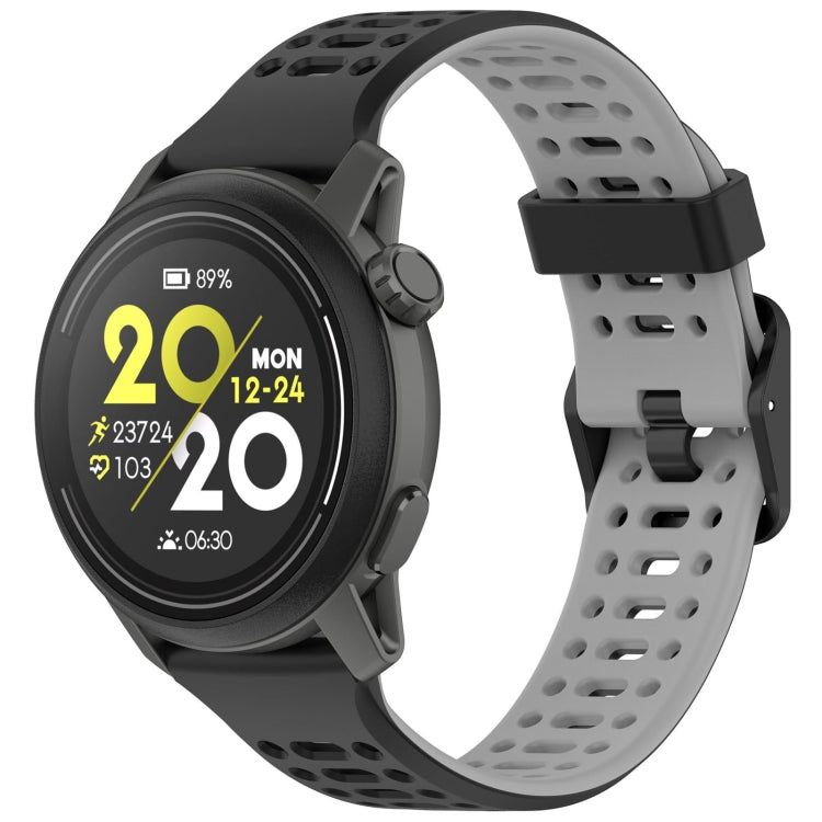 For Coros Pace 2 Dual Color Quick Release 20mm Silicone Watch Band — Army Black