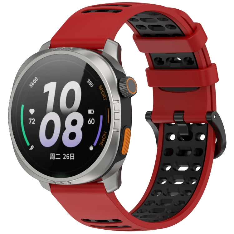 Two Color Holes Style Quick Release Silicone Watch Band — Dark Gray Black