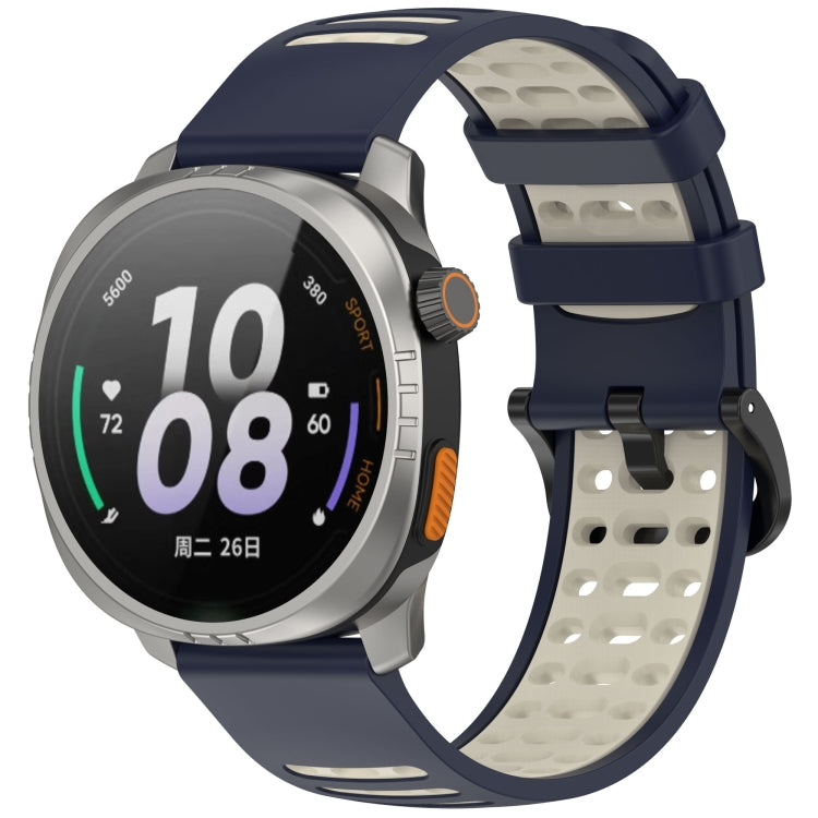 Two Color Holes Style Quick Release Silicone Watch Band — Starlight Black