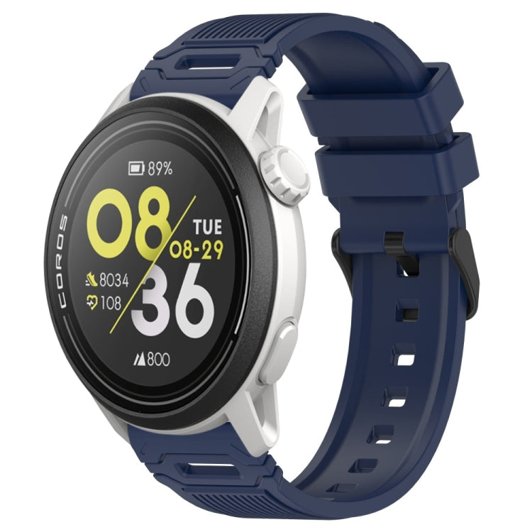 Vertical Pattern Black Buckle Silicone Watch Band — Black