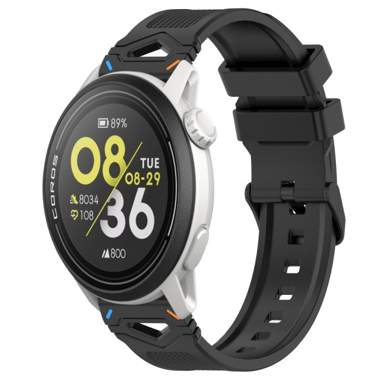 Dotted Black Buckle Silicone Watch Band — Dual Color+Red