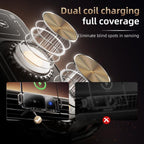 SD01 Car Air Vent Mount Dual Coil Rotating Phone Stand 15W Wireless Charger Phone Holder — Grey