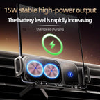 SD01 Car Air Vent Mount Dual Coil Rotating Phone Stand 15W Wireless Charger Phone Holder — view 4
