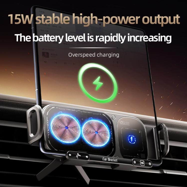SD01 Car Air Vent Mount Dual Coil Rotating Phone Stand 15W Wireless Charger Phone Holder — view 4