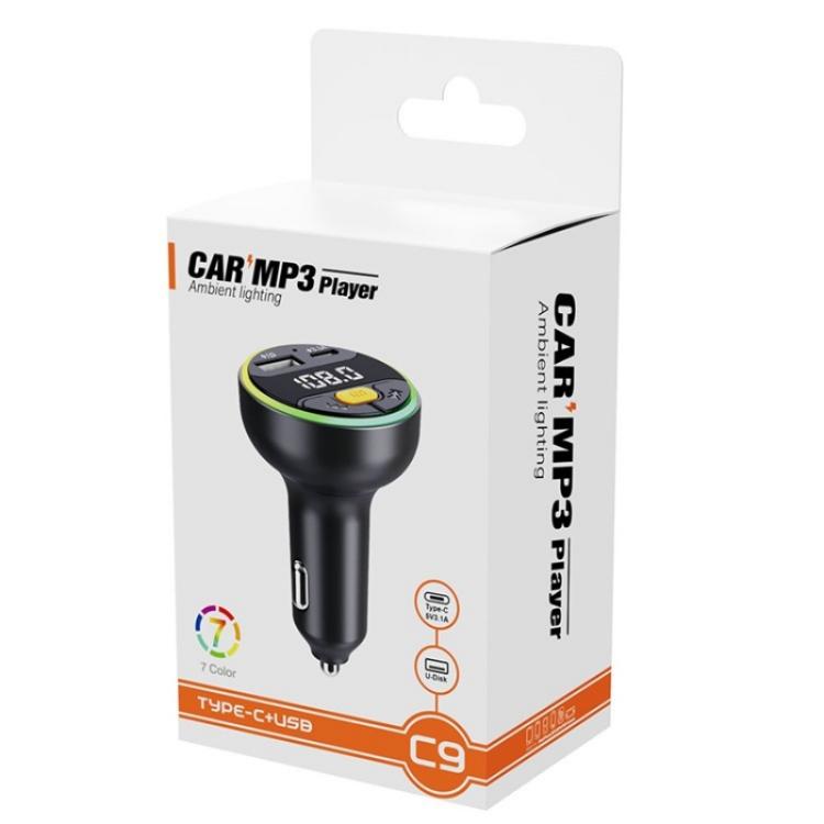 C9 Digital Display FM Transmitter Multifunctional Bluetooth Car MP3 Player USB Type-C Charger — view 9