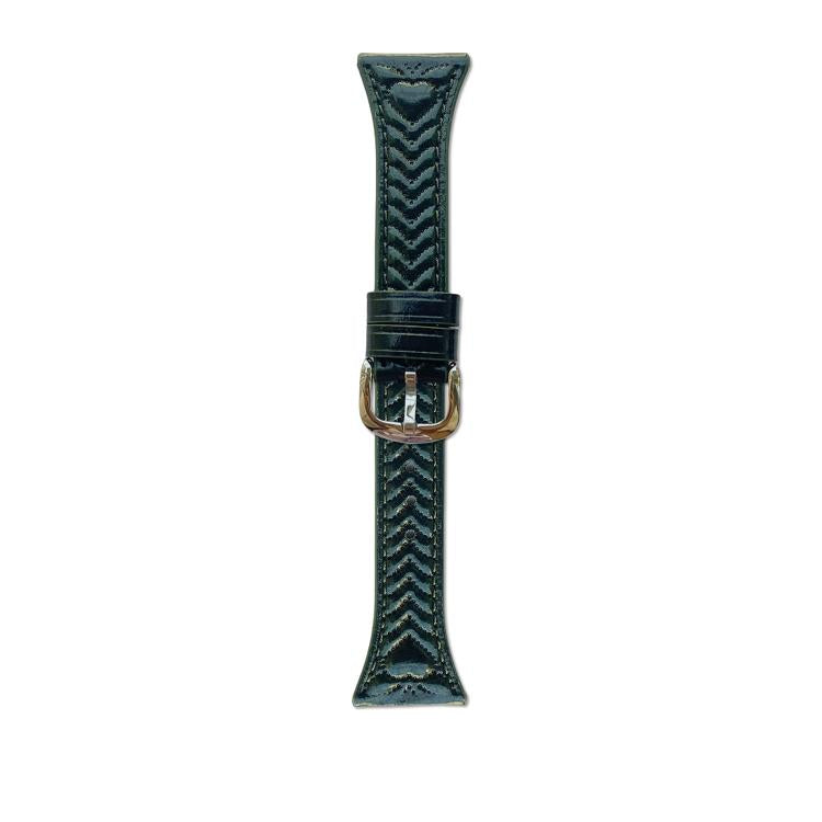 Heart-Shaped Embossed 22mm Leather Watch Band — Forest Green
