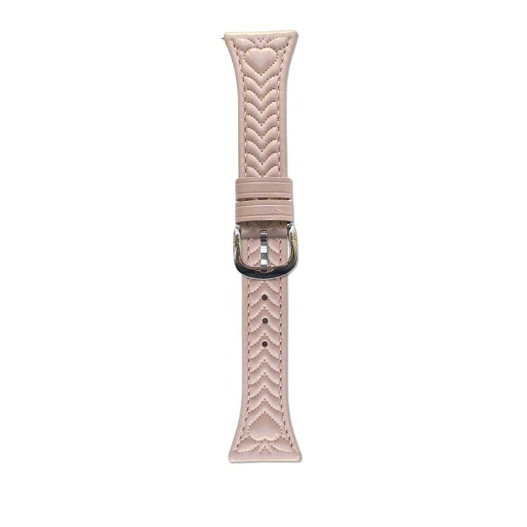 Heart-Shaped Embossed 22mm Leather Watch Band — Pink