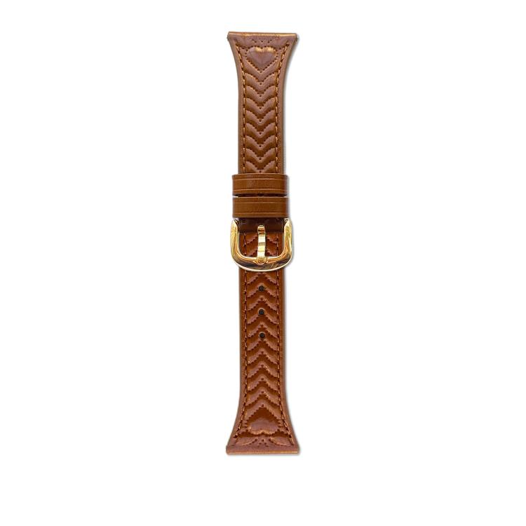 Heart-Shaped Embossed 22mm Leather Watch Band — Brown