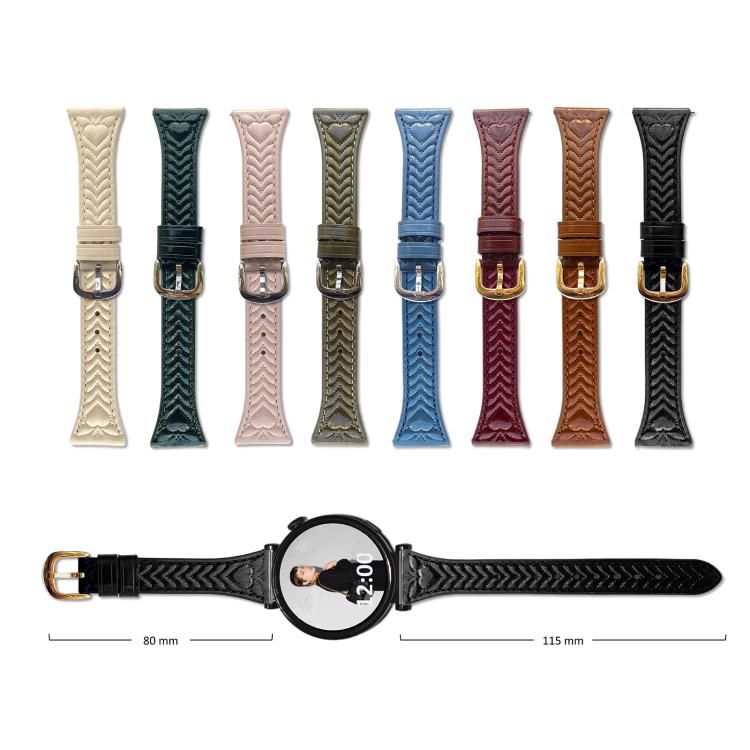 Heart-Shaped Embossed 22mm Leather Watch Band — view 11