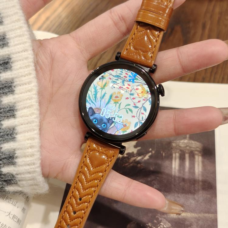 Heart-Shaped Embossed 22mm Leather Watch Band — view 13