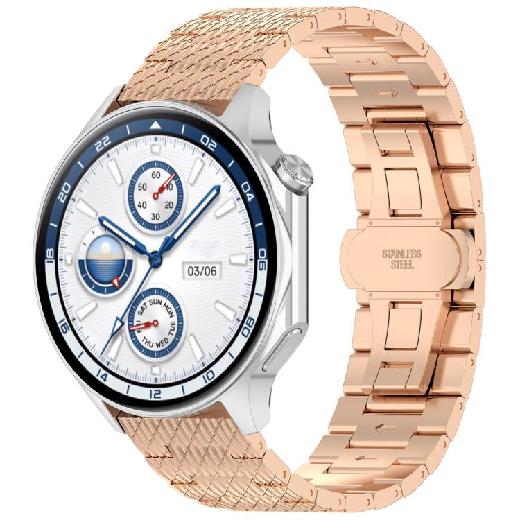 Twill Texture Stainless Steel Metal Watch Band — Silver