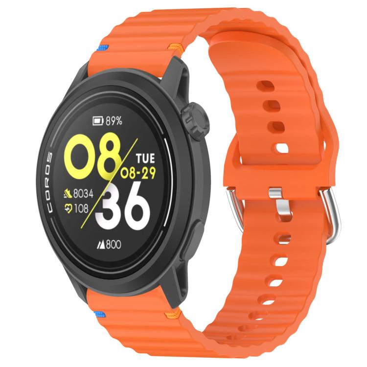 Wavy Grain Stitched 22mm Silicone Watch Band — Pink