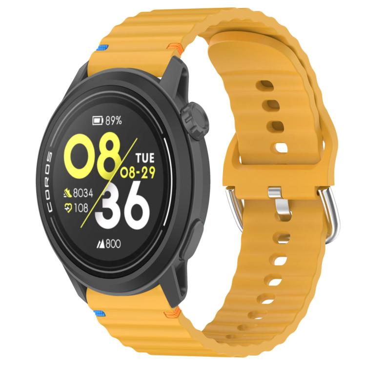 Wavy Grain Stitched 22mm Silicone Watch Band — Black