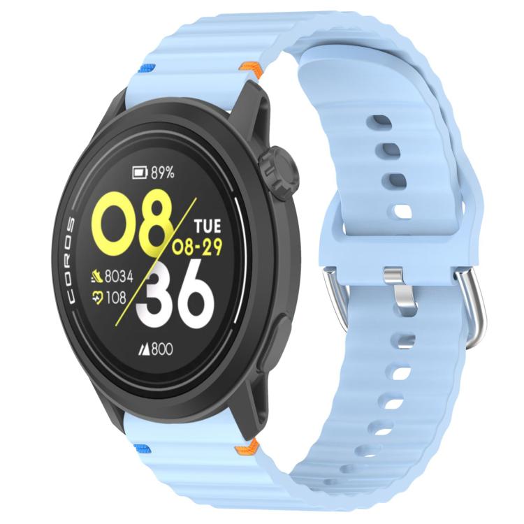 Wavy Grain Stitched 22mm Silicone Watch Band — Space Gray