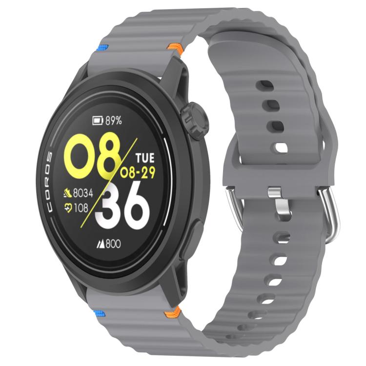 Wavy Grain Stitched 22mm Silicone Watch Band — Midnight Blue