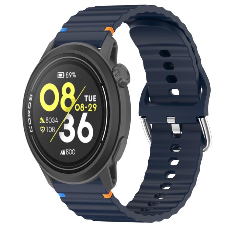 Wavy Grain Stitched 22mm Silicone Watch Band — Starlight