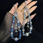 Zircon Tassel Grey Blue Heidi Bead Crystal Chain — White