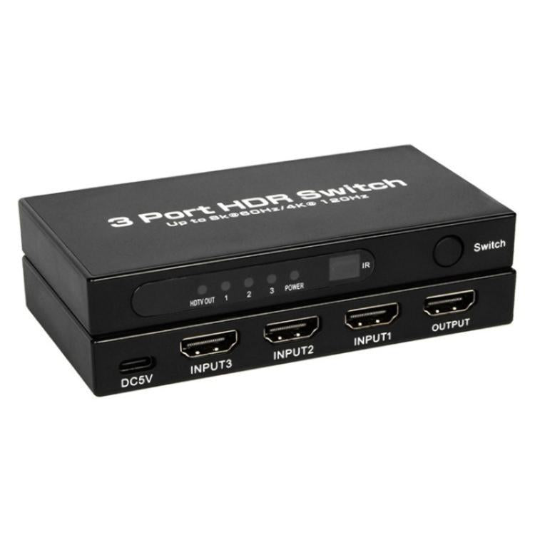 Q8-3 For Gaming Consoles PC TV Box Ultra Thin 3x1 HDMI 2.1 Switch 8K 60Hz Adapter