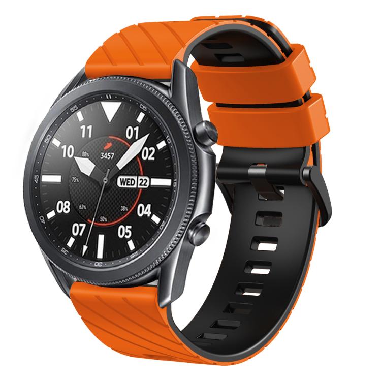 22mm Twill Dual Color Silicone Watch Band — Black Red