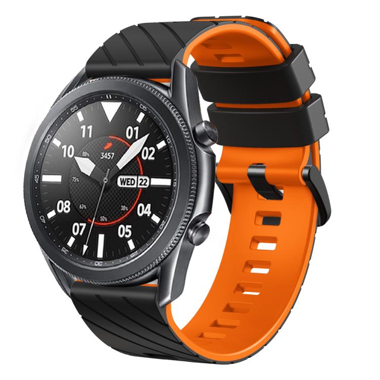 22mm Twill Dual Color Silicone Watch Band — Black Gray