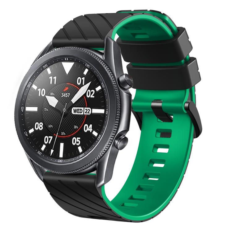 22mm Twill Dual Color Silicone Watch Band — Lime Black