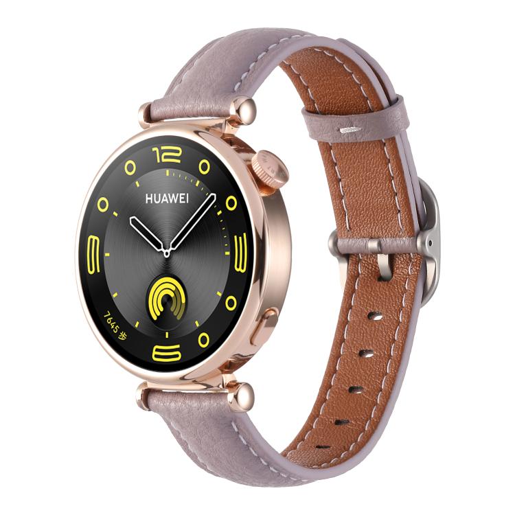 18mm Litchi Texture Square Buckle Genuine Leather Watch Band — Brown