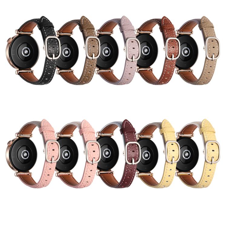 18mm Litchi Texture Square Buckle Genuine Leather Watch Band