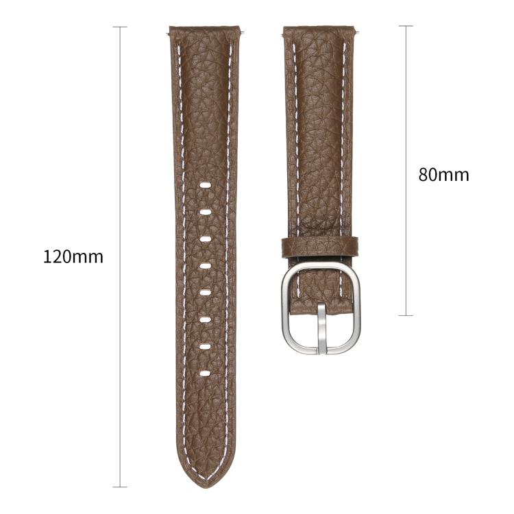 18mm Litchi Texture Square Buckle Genuine Leather Watch Band