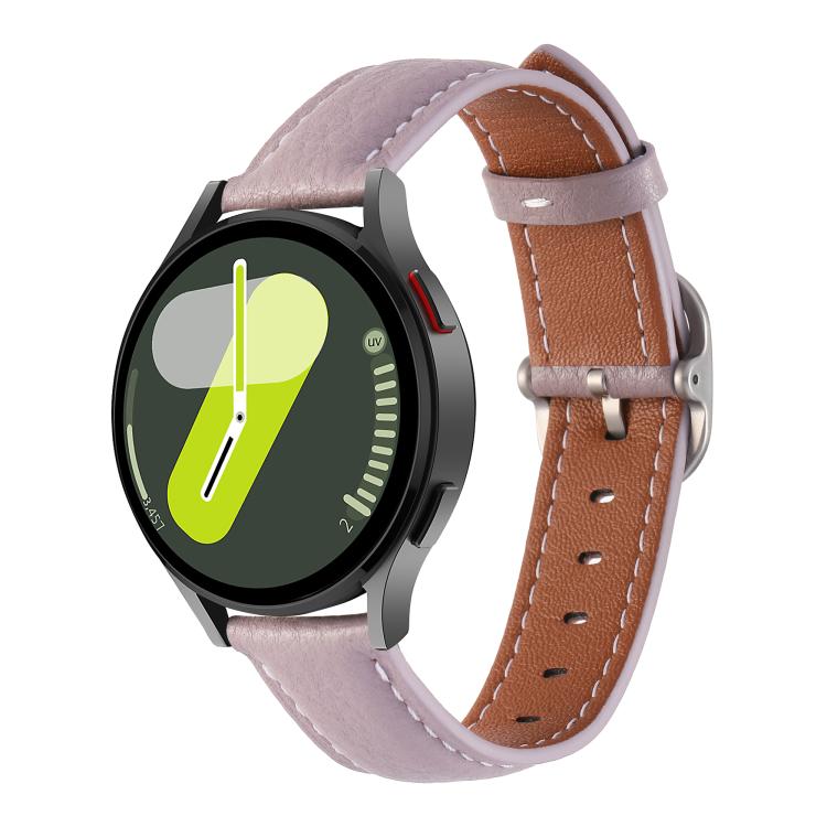20mm Litchi Texture Square Buckle Genuine Leather Watch Band — Brown