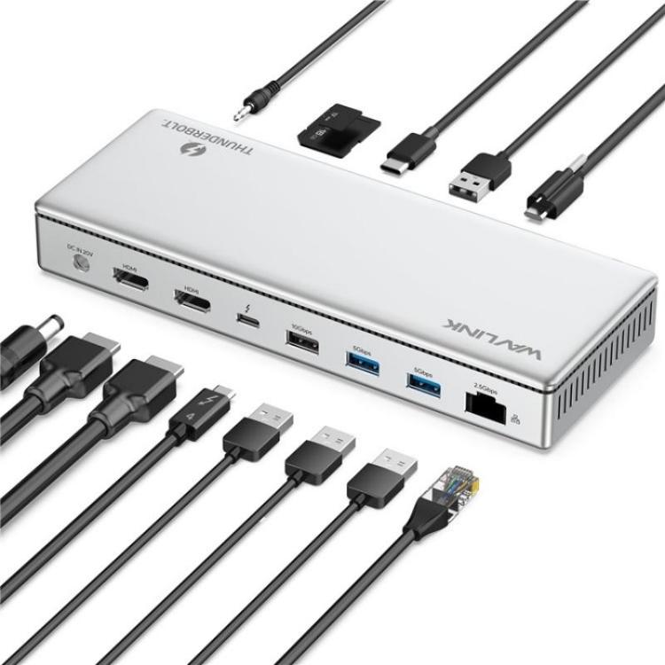 WAVLINK UTD45 96W Charging 8K / 4K Display Thunderbolt 4 Docking Station 13-in-1 Hub — EU Plug