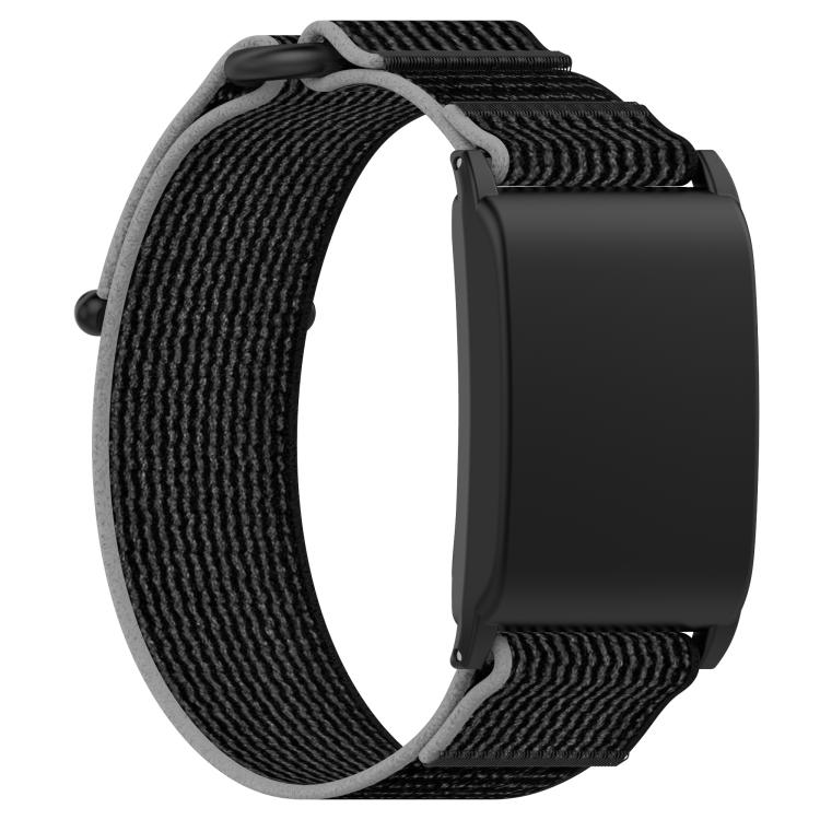 Nylon Loop Hook and Loop Fastener Watch Band — Black+Gray