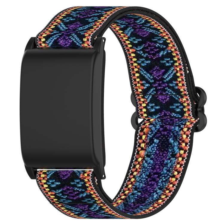 Slide Buckle Nylon Elastic Braided Watch Band — Green  Purple