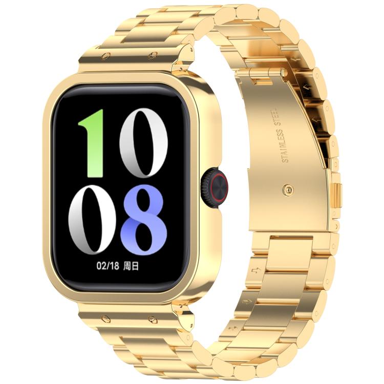 Watch Frame Integrated Three Beads Stainless Steel Watch Band — Rose Gold