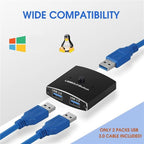 U3 USB Drive Printer Sharing Splitter USB 3.0 Bidirectional Switch 1 Input 2 Output Hub — view 5