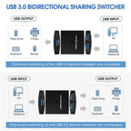 U3 USB Drive Printer Sharing Splitter USB 3.0 Bidirectional Switch 1 Input 2 Output Hub — view 6